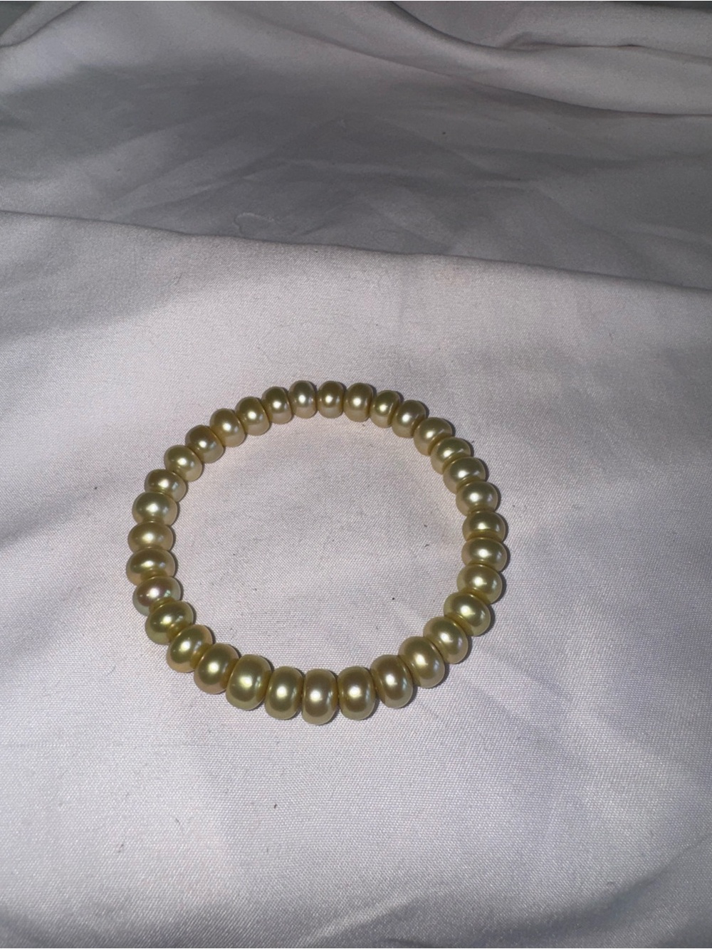 Green/gold Pearl Stretch Bracelet